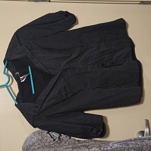 Large pin strip blouse